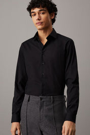 Ανδρικό Πουκάμισο ποπλίνα slim fit μαύρο Calvin Klein K10K109509BEH