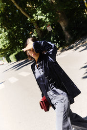 Γυναικείο πανωφόρι κιμονό βελουτέ μπλε Nenette