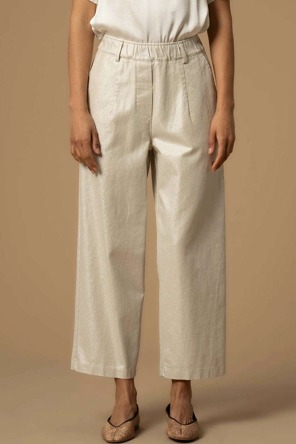 Γυναικείο παντελόνι loose fit ιβουάρ Kocca