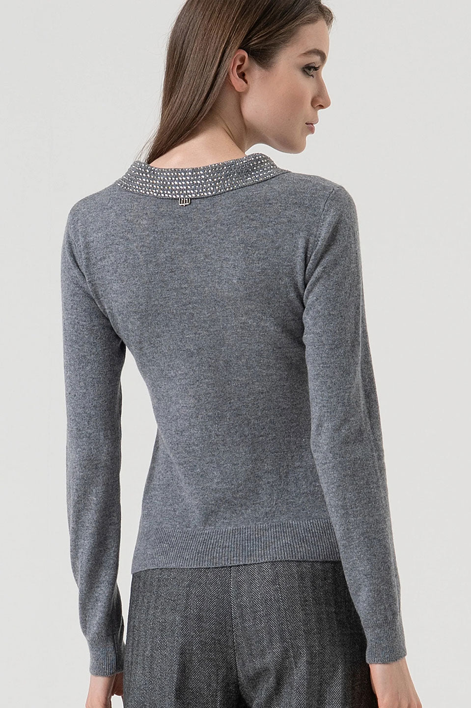 Γυναικεία μπλούζα πλεκτή με κουμπιά γκρι Fracomina