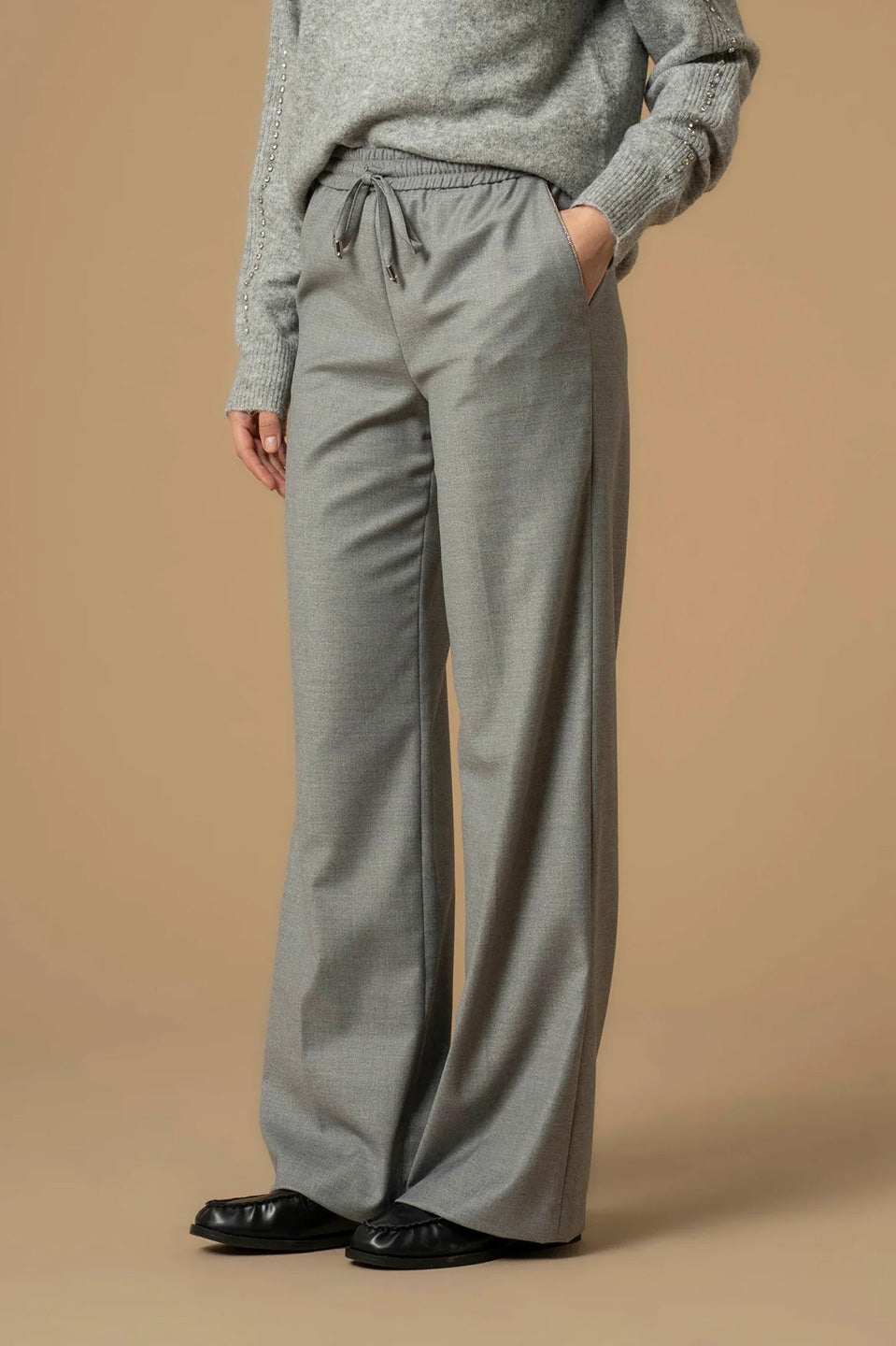 Γυναικείο παντελόνι ίσια γραμμή & λάστιχο στη μέση γκρι Kocca