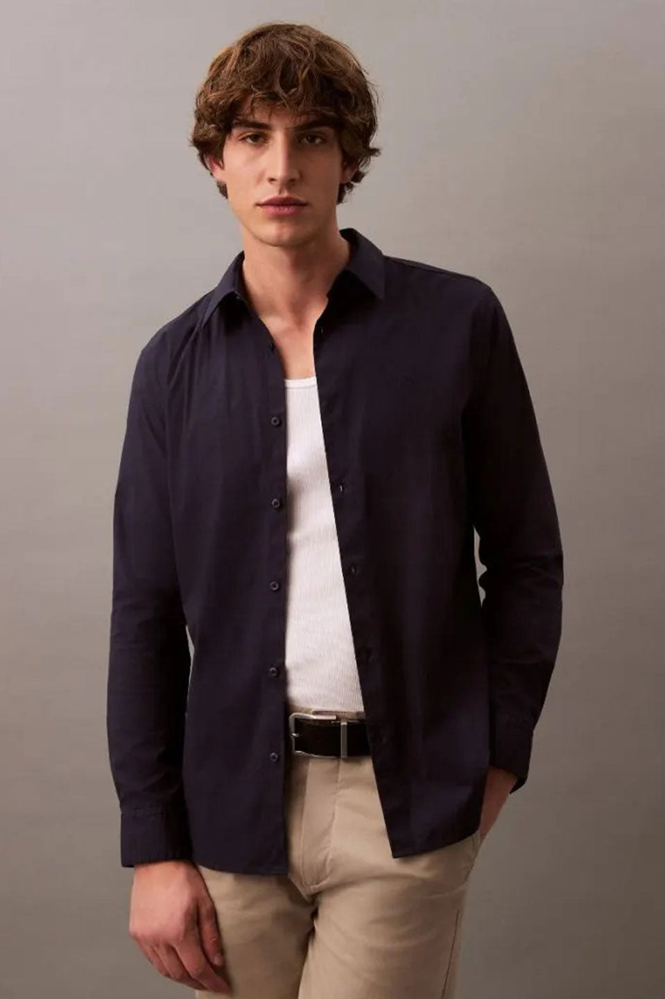 Ανδρικό πουκάμισο slim fit μπλε σκούρο LV04LB145GCEF Calvin Klein