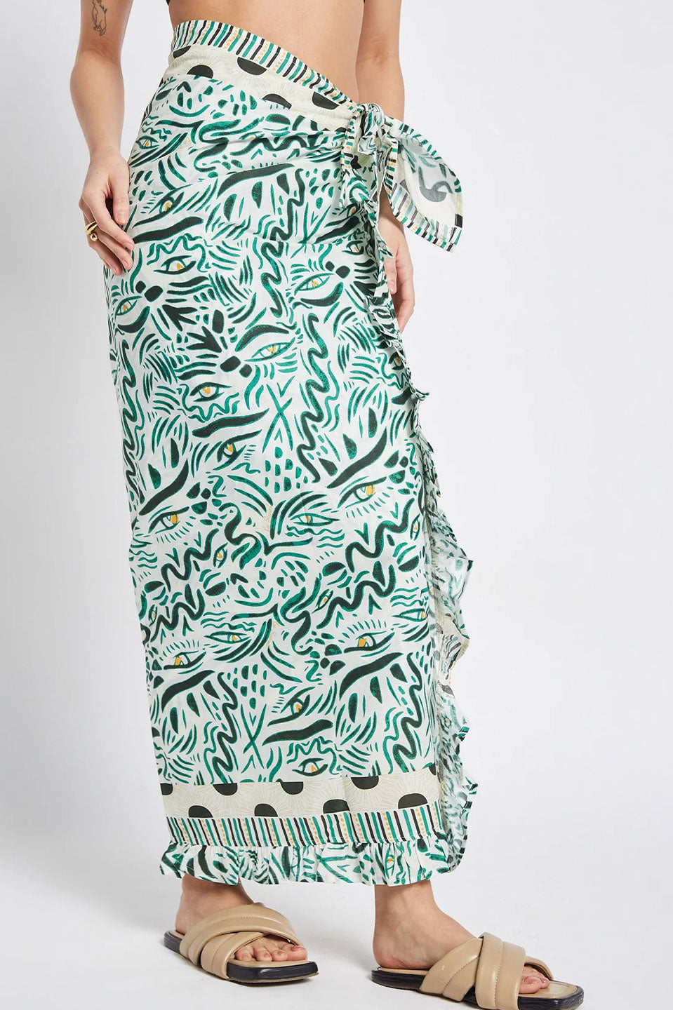 Γυναικείο Παρεό εμπριμέ πράσινο Be Sunset