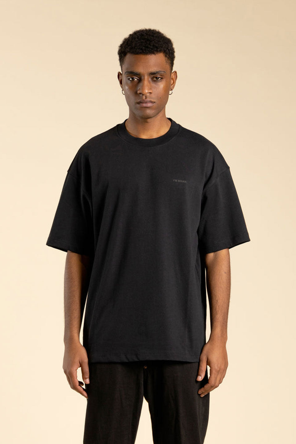 Ανδρική Κοντομάνικη μπλούζα σε φαρδιά γραμμή μαύρη I'M BRIAN