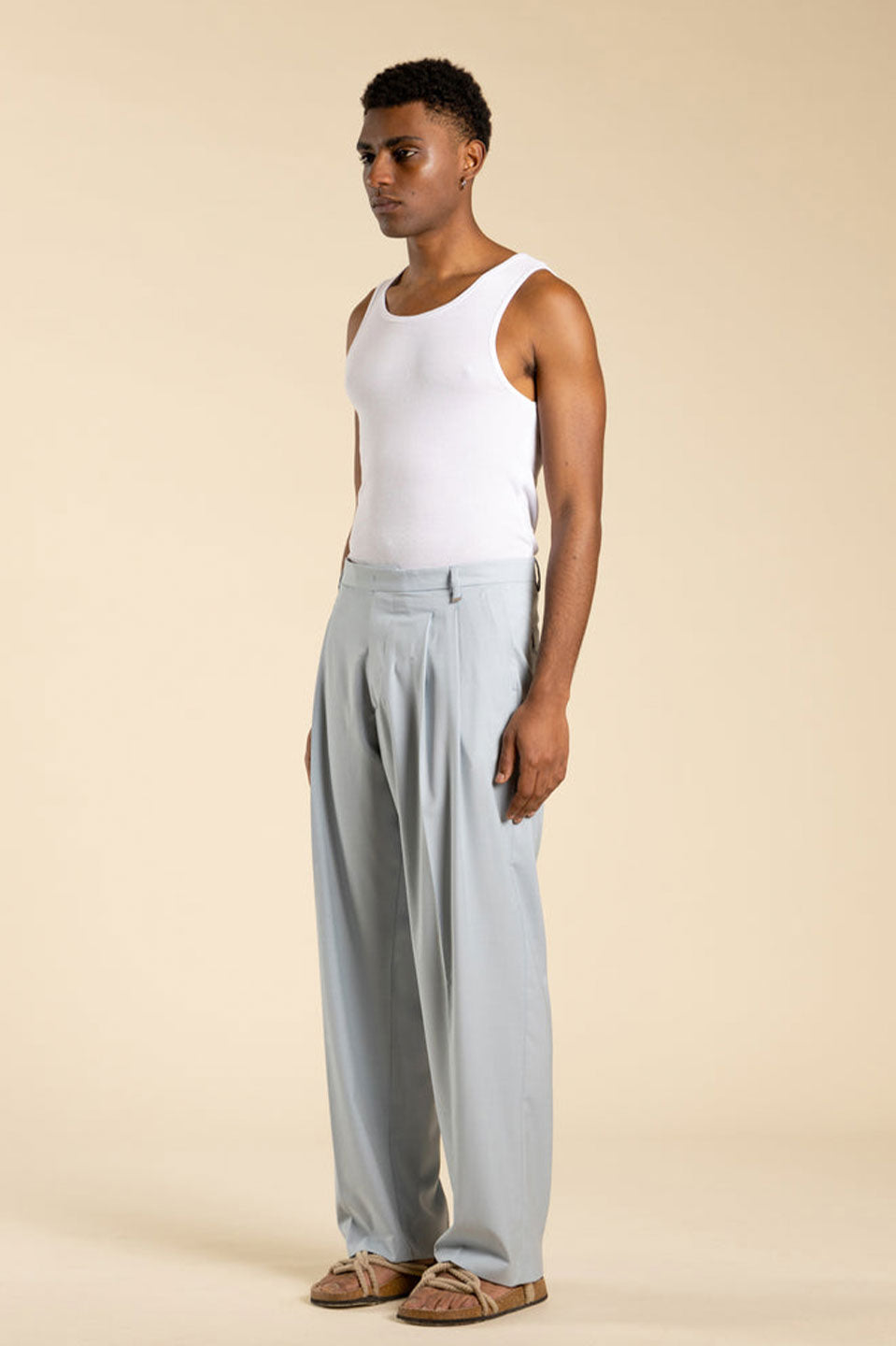 Ανδρικό Παντελόνι σε φαρδιά γραμμή με πιέτες γαλάζιο I'M BRIAN