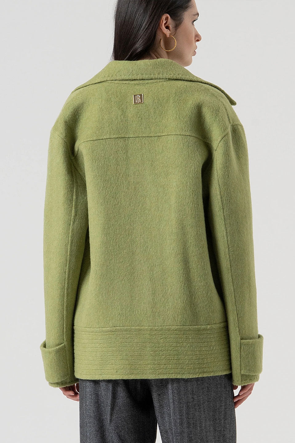 Γυναικείο πανωφόρι σε φαρδιά γραμμή πράσινο Fracomina