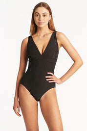 Γυναικείο Ολόσωμο μαγιό ανάγλυφο μαύρο Sea Level