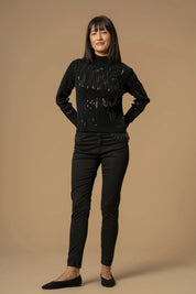 Γυναικεία μπλούζα πλεκτή με παγιέτα μαύρη Kocca