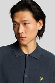 Ανδρικό Μακρυμάνικο πλεκτό πουκάμισο σκούρο μπλε Lyle & Scott