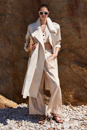 Γυναικείο Πανωφόρι καπαρντίνα κλασσική με ζώνη ιβουάρ Eleh