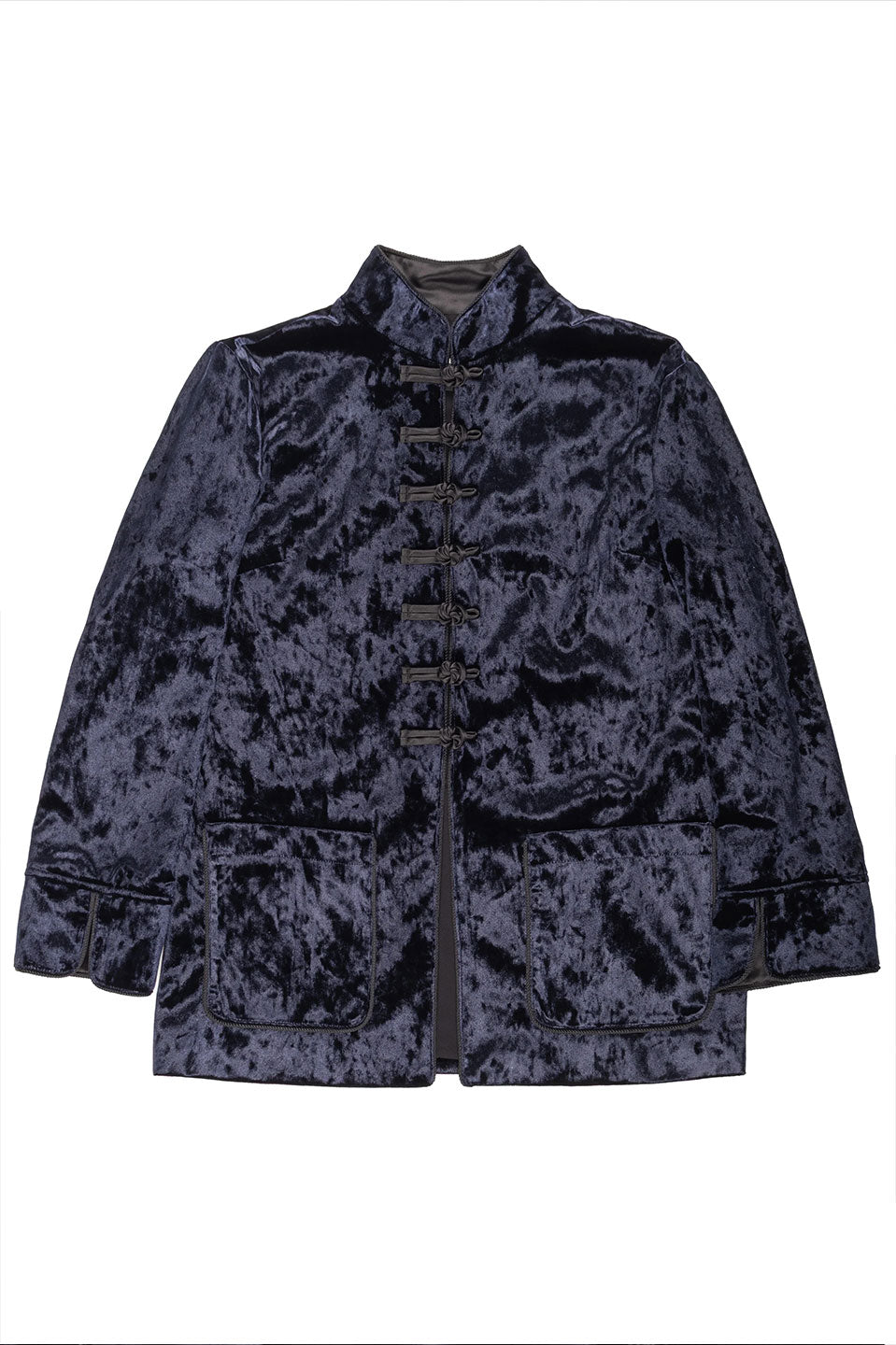 Γυναικείο πανωφόρι κιμονό βελουτέ μπλε Nenette