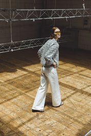 Γυναικείο Σακάκι με ύφανση και παγιέτα λευκό-μαύρο Sandro Ferrone Lola