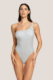 Γυναικείο Ολόσωμο μαγιό με έναν ώμο ασημί 4Giveness