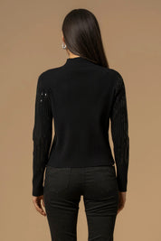 Γυναικεία μπλούζα πλεκτή με παγιέτα μαύρη Kocca