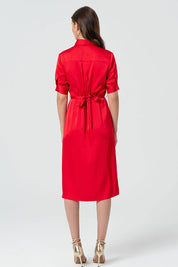 Γυναικείο φόρεμα με κουμπιά κοκκινο Fracomina