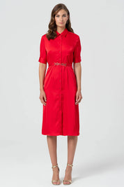 Γυναικείο φόρεμα με κουμπιά κοκκινο Fracomina