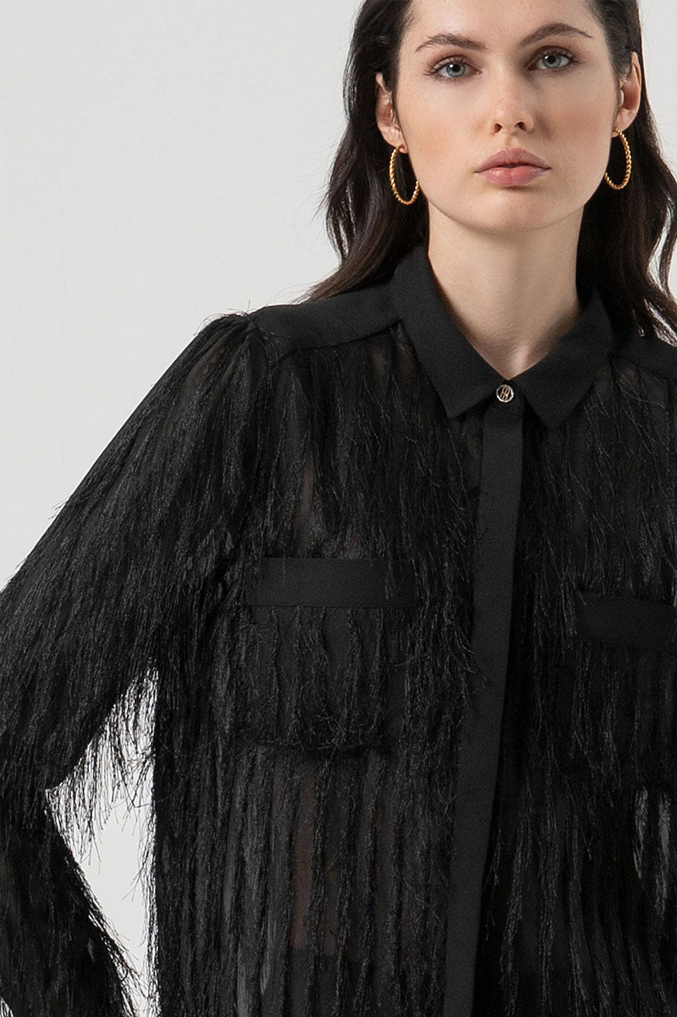 Γυναικείο πουκάμισο basic μαύρο Fracomina