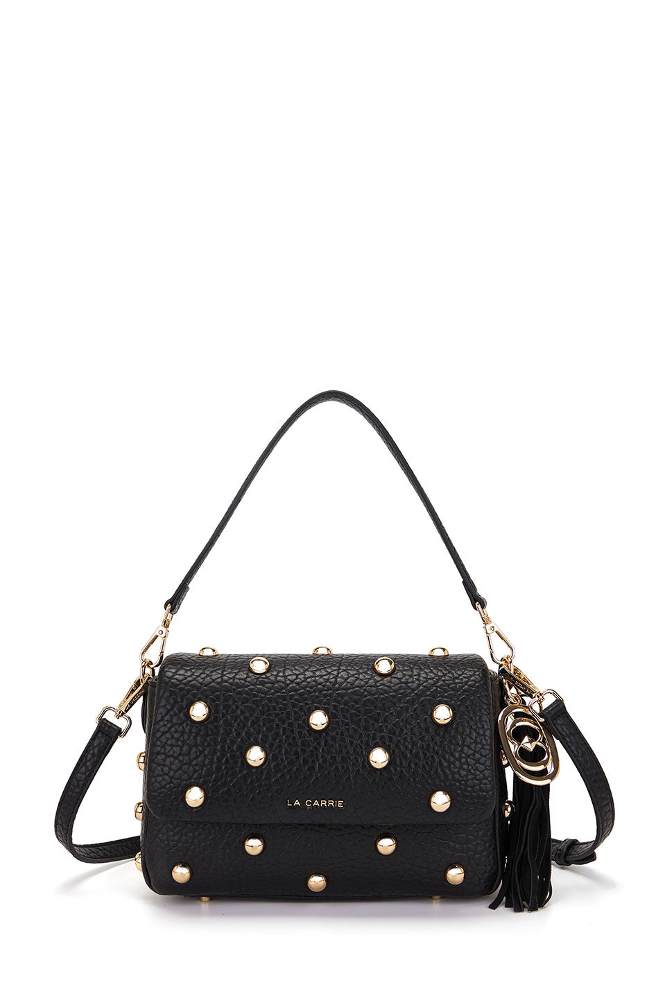 Γυναικεία τσάντα ώμου-χιαστί με τρουκς μαύρη La Carrie