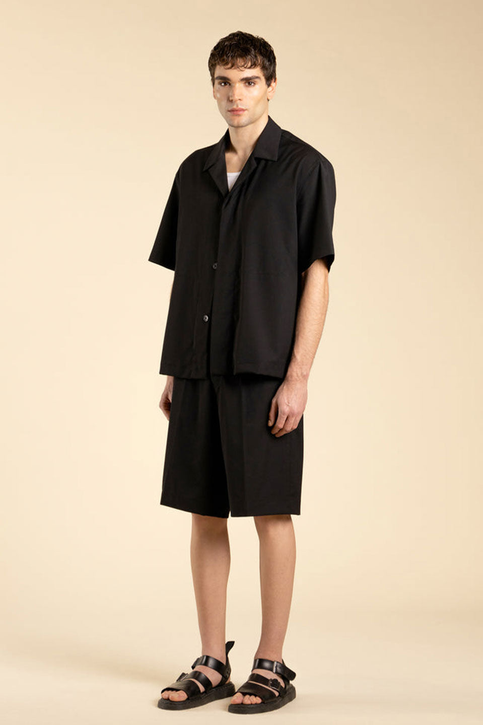 Ανδρικό Κονομάνικο πουκάμισο φαρδύ μαύρο I'M BRIAN