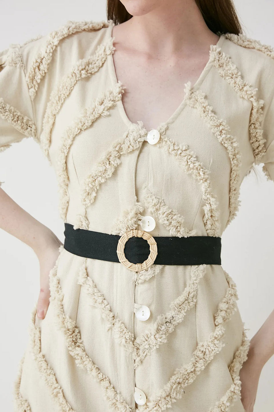 Γυναικείο φόρεμα με κουμπιά και ζώνη Be Sunset