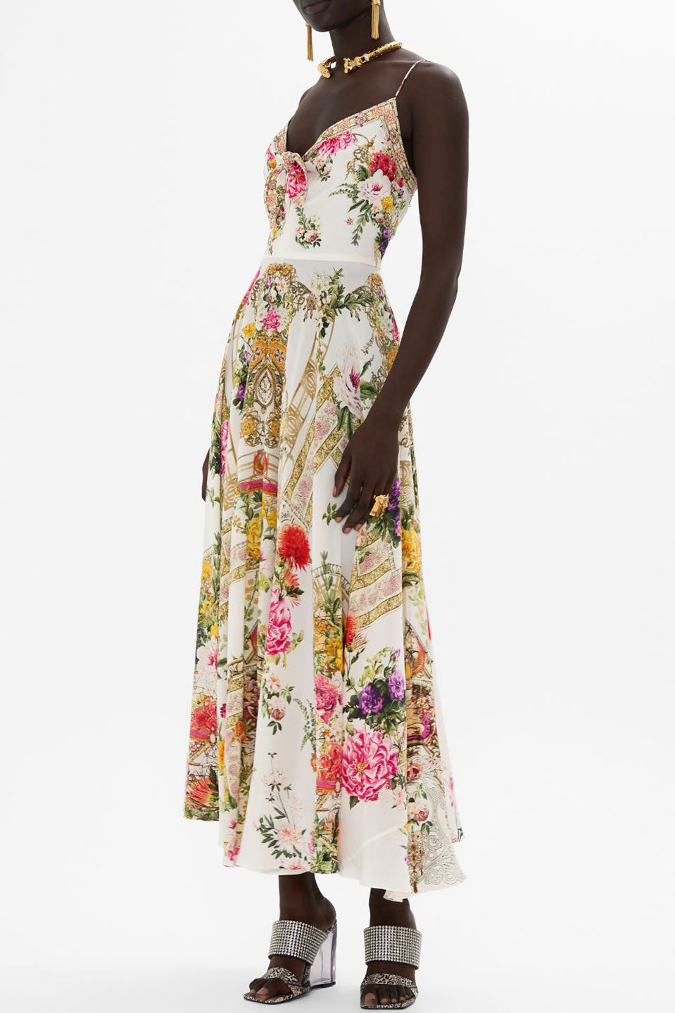 Γυναικείο Midi φόρεμα με δέσιμο εμριμέ 00034436-EGYPROSE Camilla