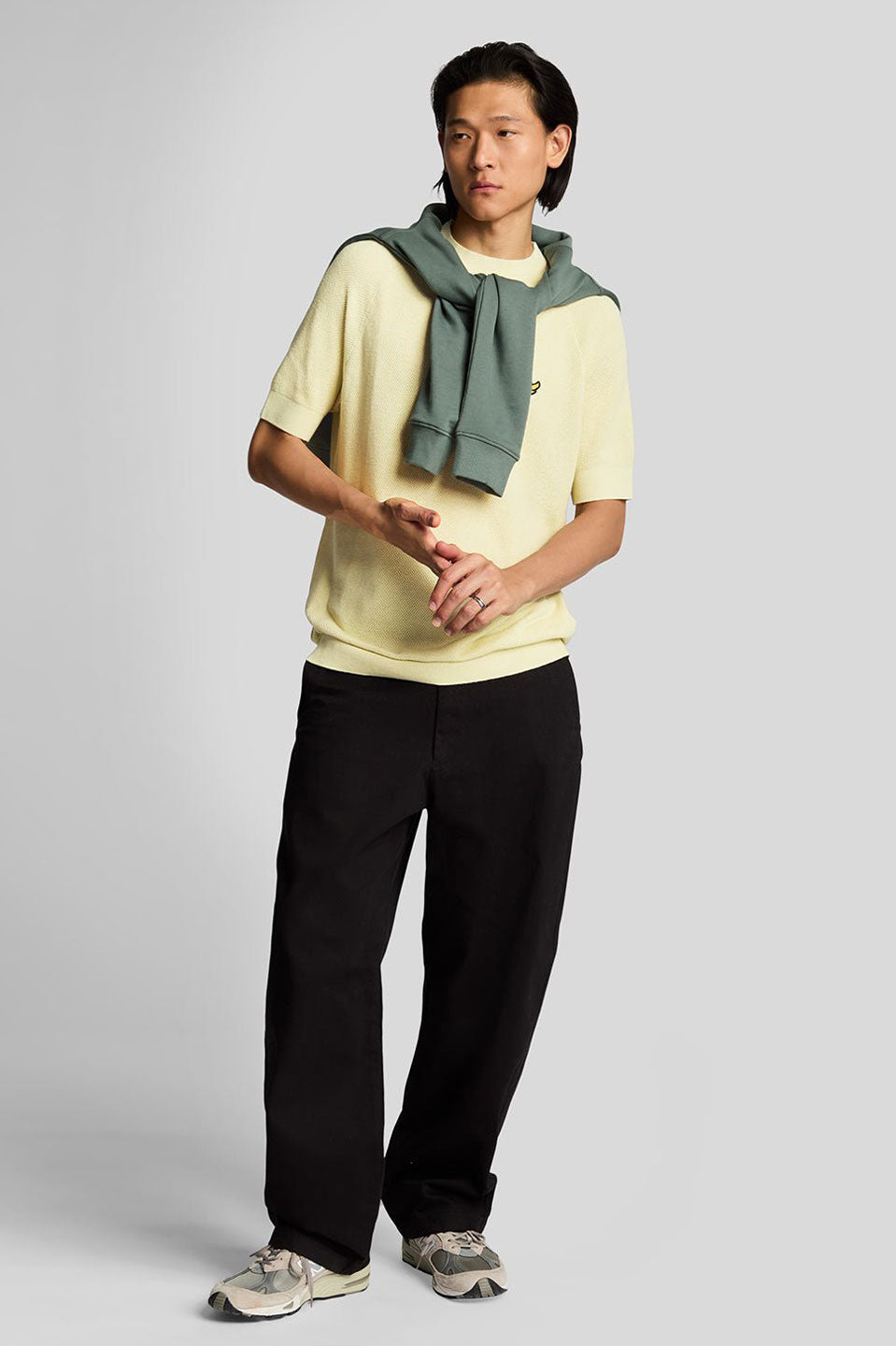 Ανδρική Κοντομάνικη πλεκτή μπλούζα λάιμ Lyle & Scott