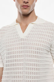 Ανδρική κοντομάνικη μπλούζα πλεκτή λευκή IMPERIAL MAN