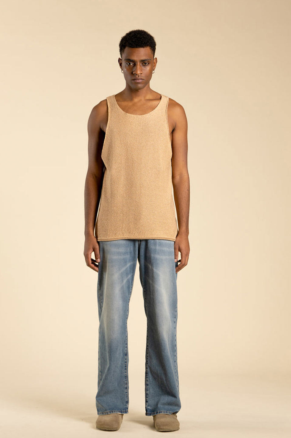 Ανδρική Αμάνικη πλεκτή μπλούζα τερακότα I'M BRIAN