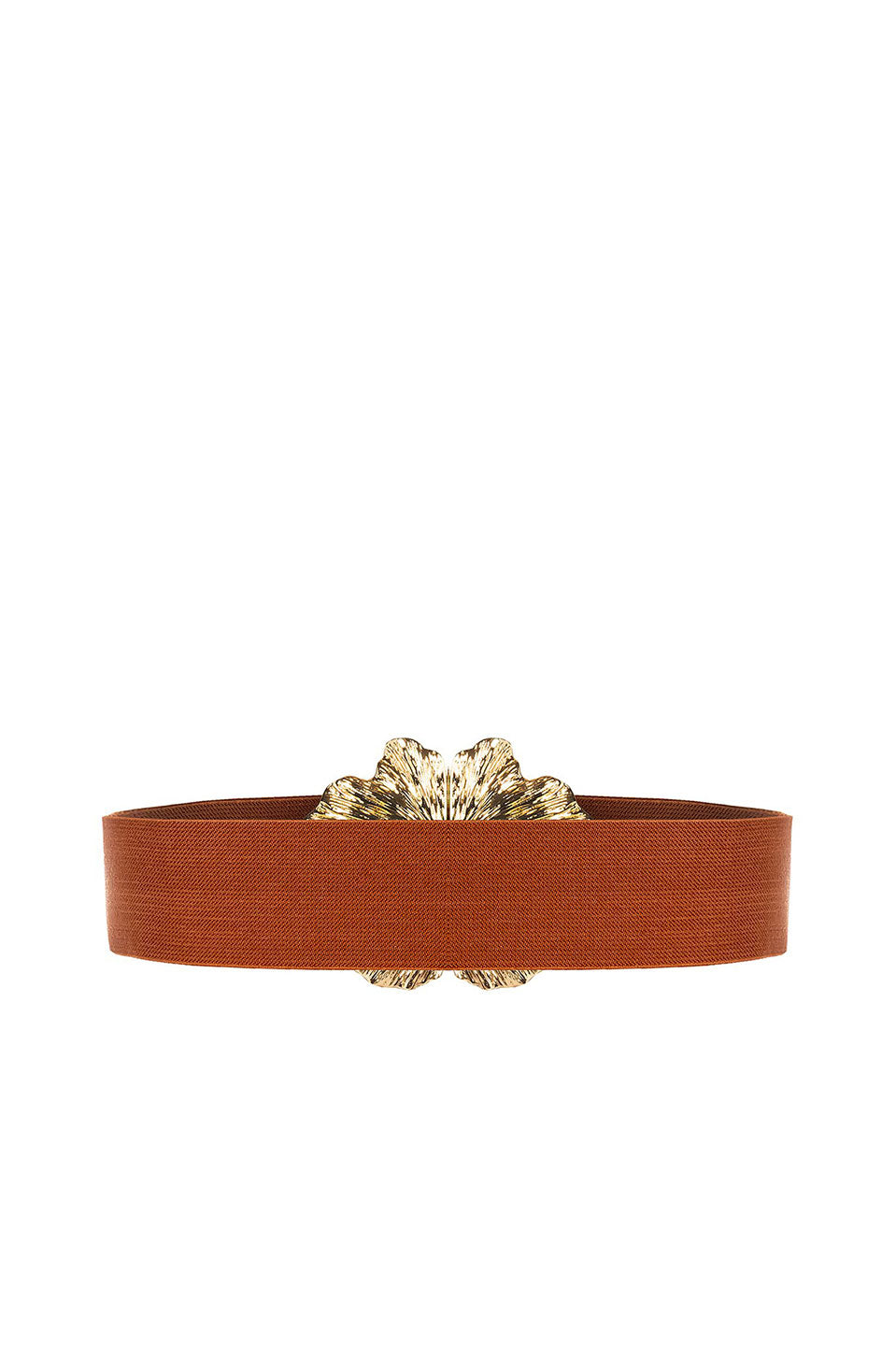 Γυναικεία Ελαστική ζώνη με μεταλλική αγκράφα λουλούδι καφέ Rinascimento