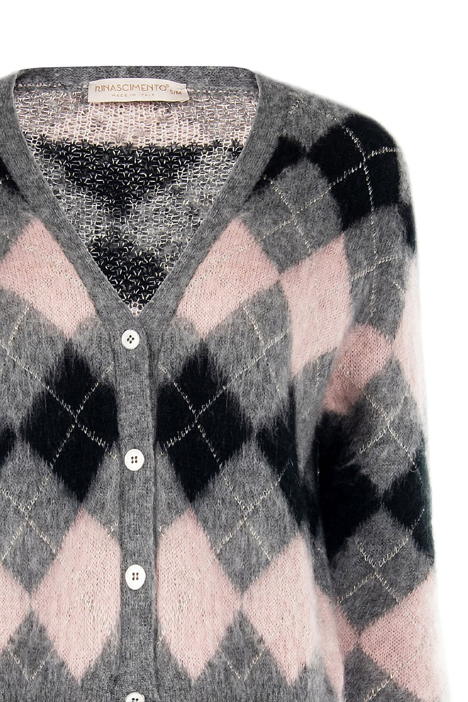 Γυναικεία ζακέτα πλεκτή ροζ-γκρι Rinascimento