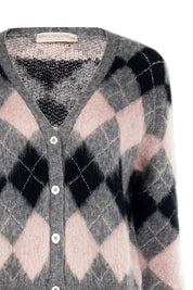 Γυναικεία ζακέτα πλεκτή ροζ-γκρι Rinascimento