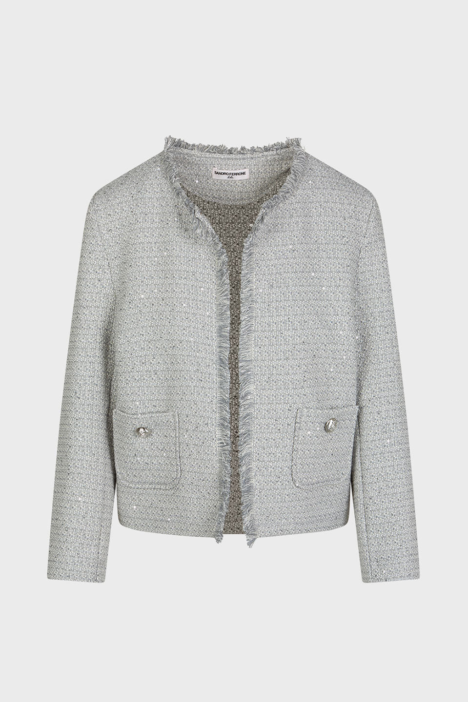 Γυναικείο  Σακάκι με ύφανση tweed γκρι Sandro Ferrone Lola