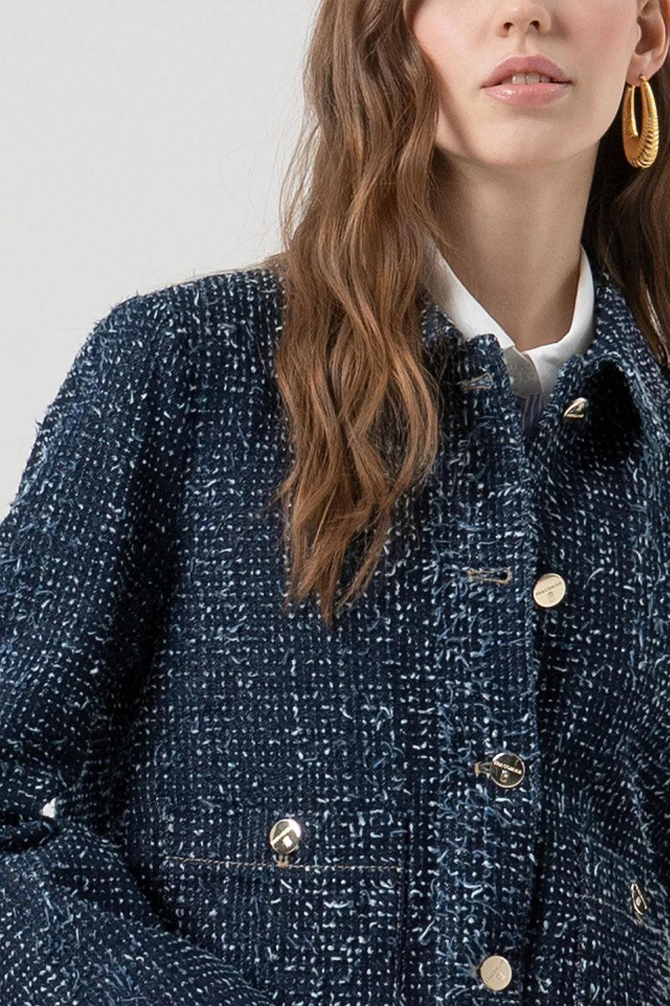 Γυναικείο σακάκι με δομή σκούρο μπλε Fracomina