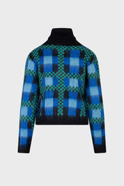 Γυναικεία μπλούζα ζιβάγκο καρό μπλε Sandro Ferrone