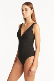 Γυναικείο Ολόσωμο μαγιό ανάγλυφο μαύρο Sea Level