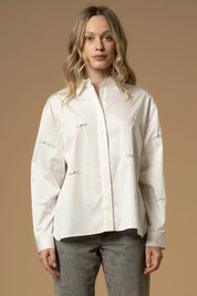 Γυναικείο πουκάμισο με πέτρες λευκό Kocca