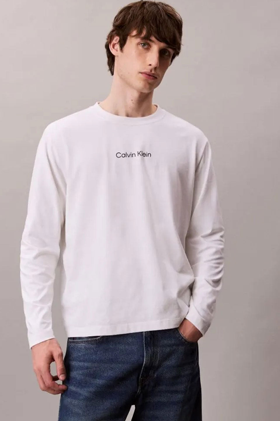 Ανδρική μπλούζα μακρυμάνικη λευκή LV04LD232GYAF Calvin Klein