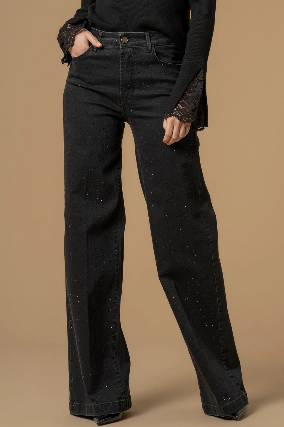 Γυναικείο παντελόνι τζιν full length μαύρο Kocca