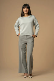 Γυναικεία μπλούζα φούτερ με πέτρες γκρι Kocca