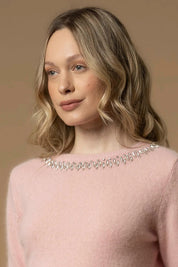 Γυναικεία μπλούζα πλεκτή με πέτρες ροζ Kocca