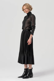 Γυναικεία φούστα πλισέ με λάστιχο μαύρη Fracomina