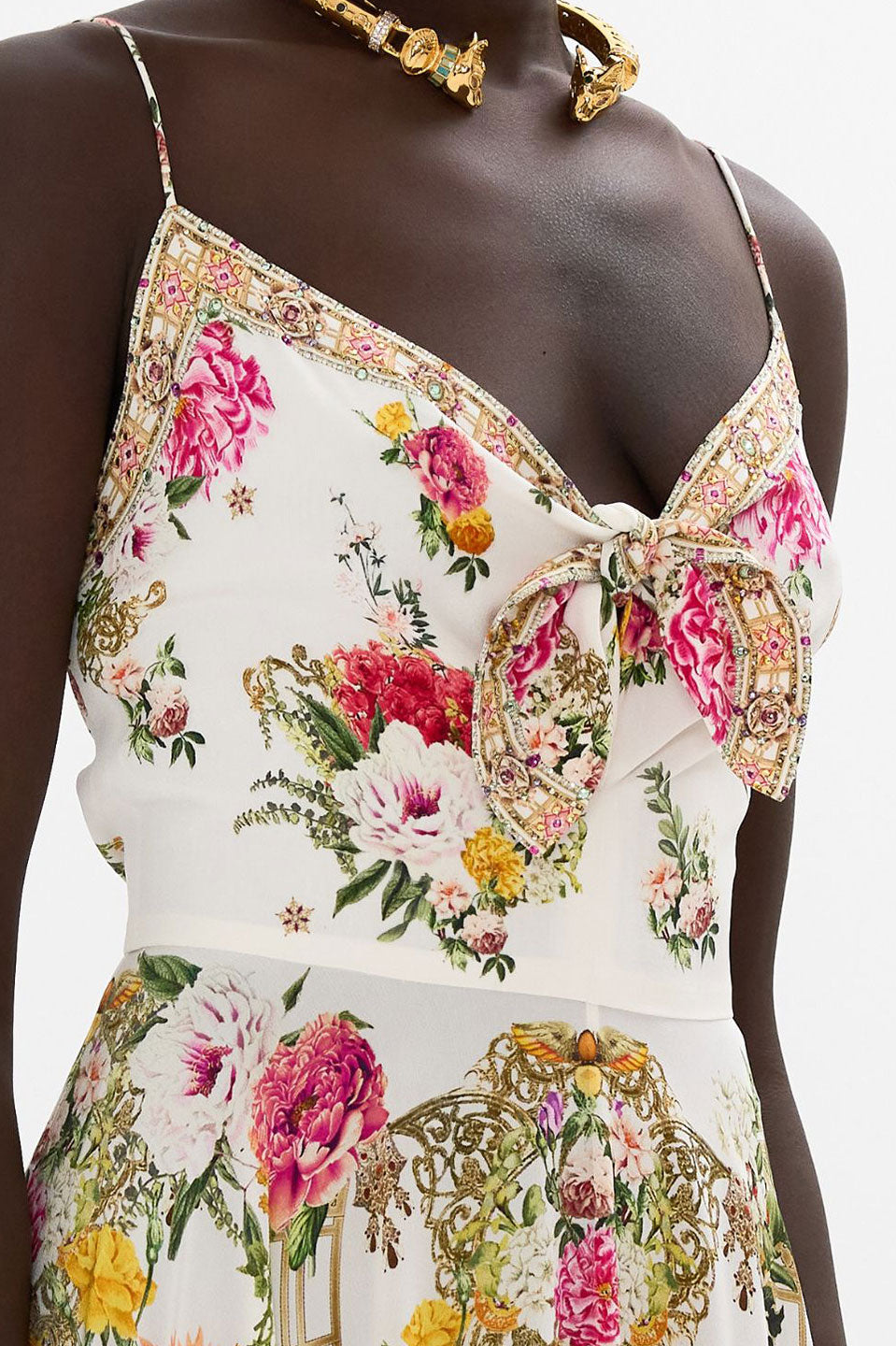 Γυναικείο Midi φόρεμα με δέσιμο εμριμέ 00034436-EGYPROSE Camilla