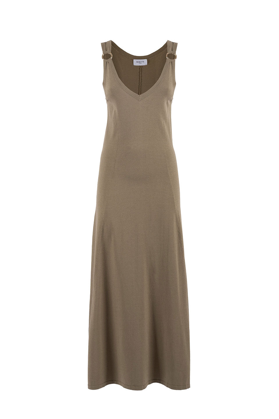 Γυναικείο Maxi φόρεμα με κρίκους χακί Nenette