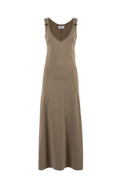 Γυναικείο Maxi φόρεμα με κρίκους χακί Nenette
