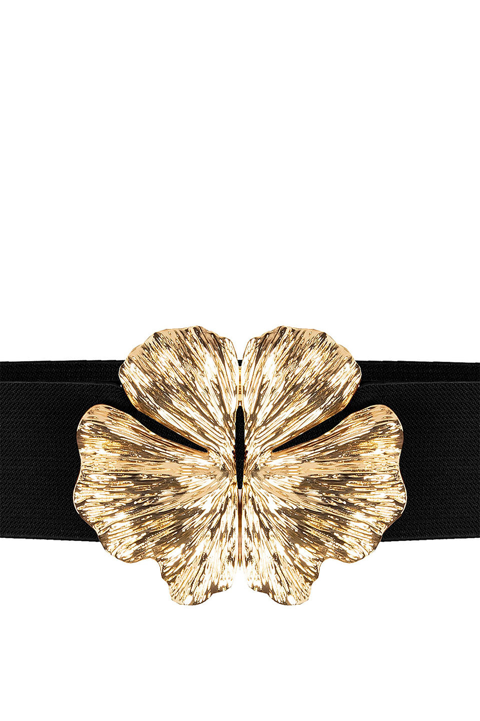 Γυναικεία Ελαστική ζώνη με μεταλλική αγκράφα λουλούδι μαύρη Rinascimento