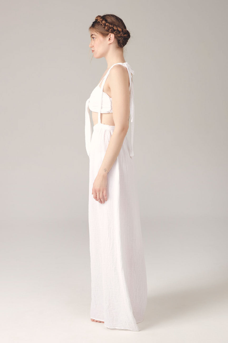 Γυναικείο σετ φούστα και crop top λευκό Blanca