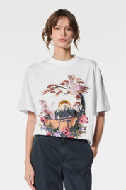 Γυναικεία μπλούζα T-shirt με στάμπα λευκή Nenette