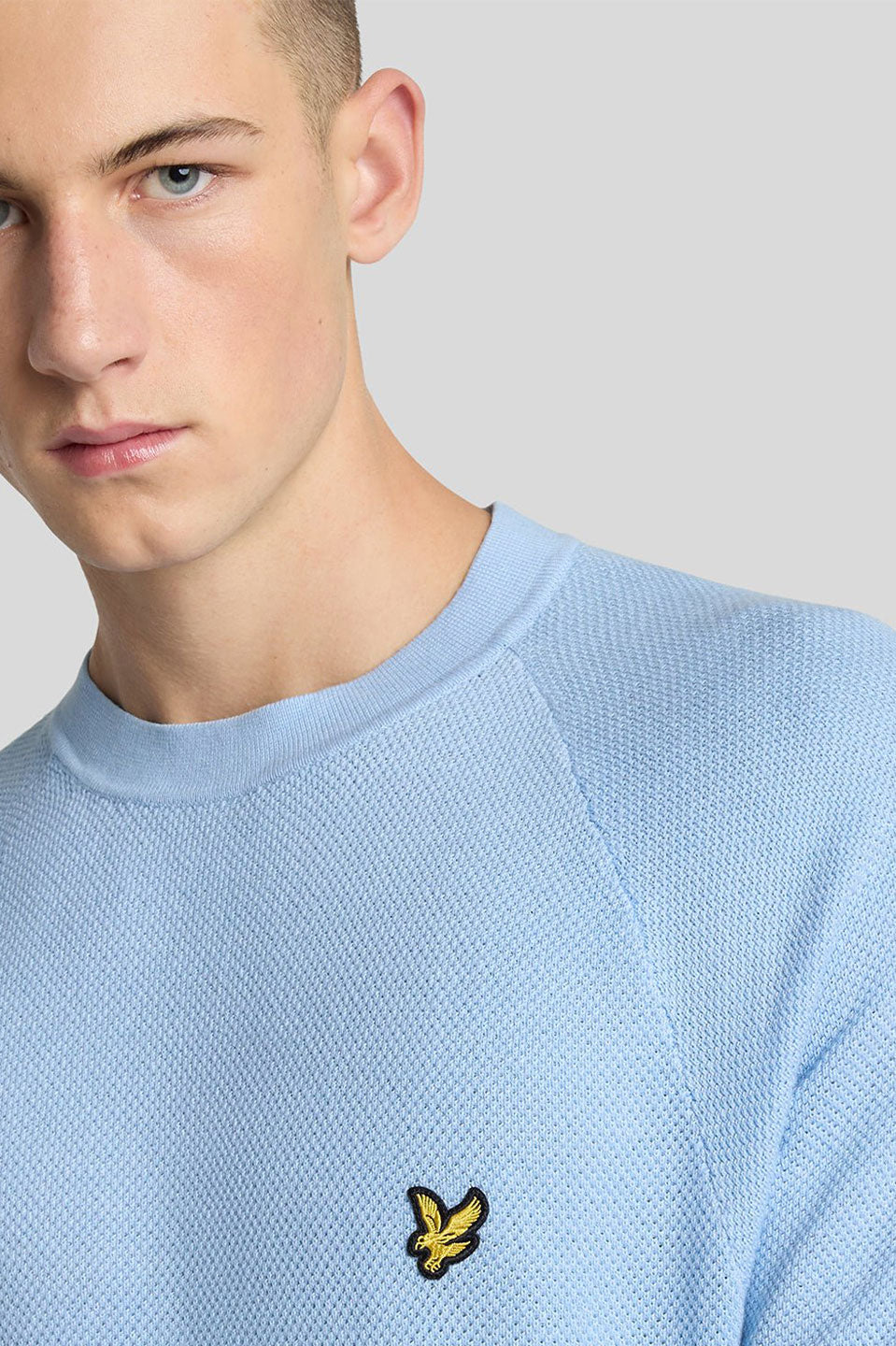 Ανδρική Κοντομάνικη πλεκτή μπλούζα γαλάζια Lyle & Scott