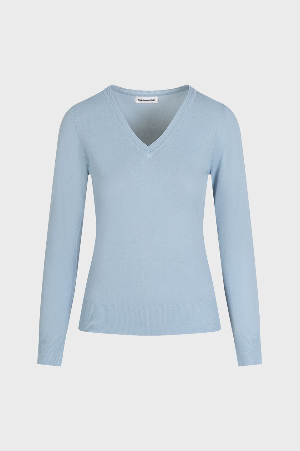Γυναικείο Μακρυμάνικο τοπ V λαιμόκοψη γαλάζιο Sandro Ferrone