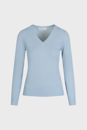 Γυναικείο Μακρυμάνικο τοπ V λαιμόκοψη γαλάζιο Sandro Ferrone